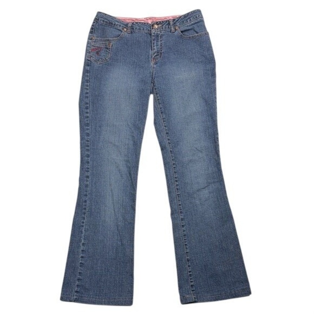 Fetish‎ by Eve Womens Blue Medium Wash Flare Denim Jeans Mid Rise Size 31x27.5